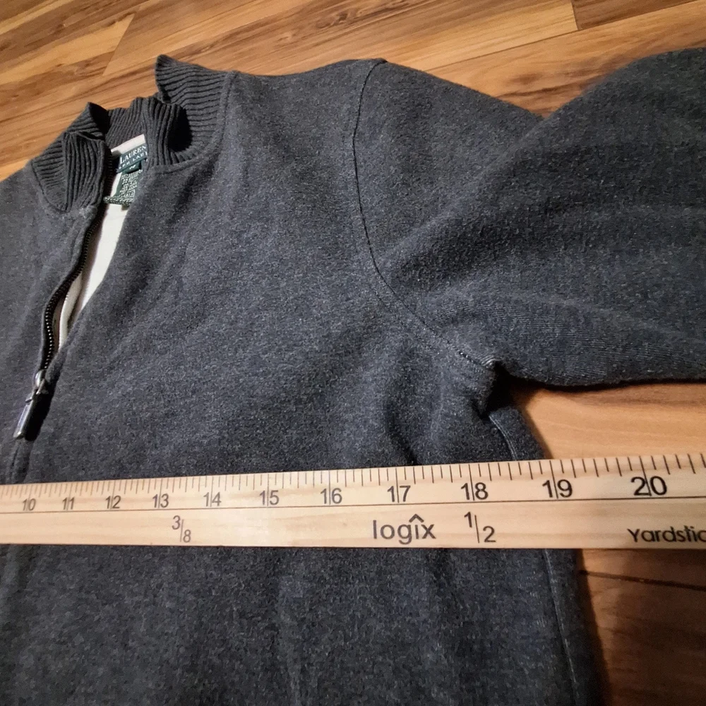 Lauren Ralph Lauren womens Medium gray full zip sweat jacket Heritage Old Money - Picture 6 of 8